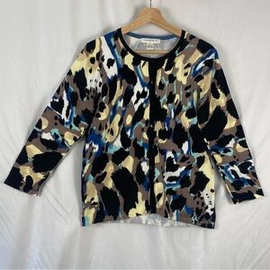 August Silk Women’s Abstract Multicolor Button Front Cardigan Size Large